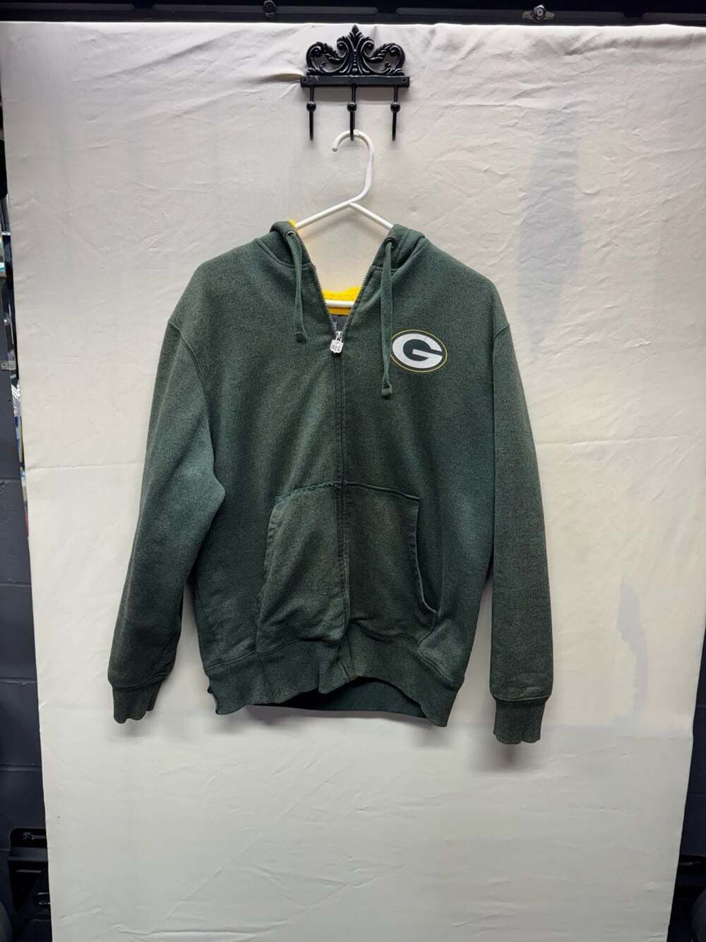 NFL Pro Line Green Bay Packers Sherpa Lined Full Zip Hoodie Jacket Green Men's S